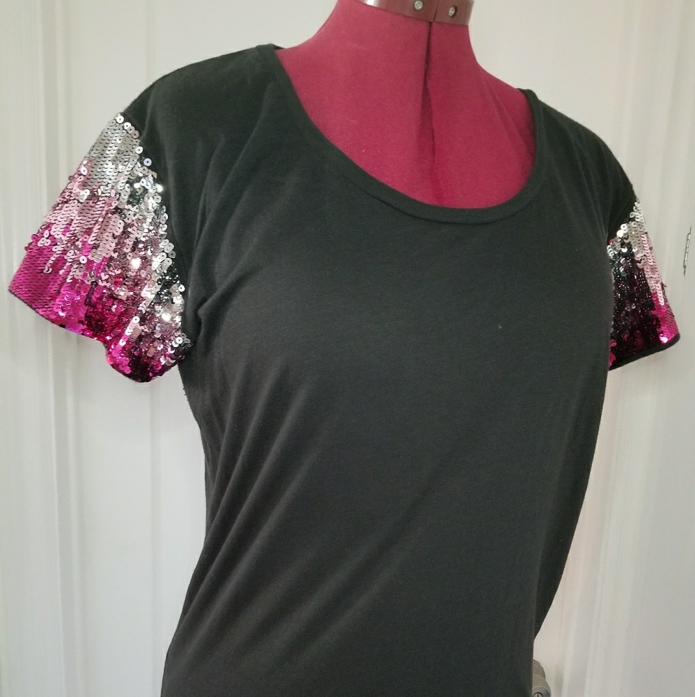 PINK sequin armed Tee